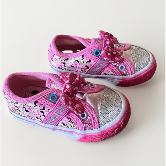Minnie Mouse Infant Toddler Size 5 Pink Sparkly Sneakers - Picture 1 of 5